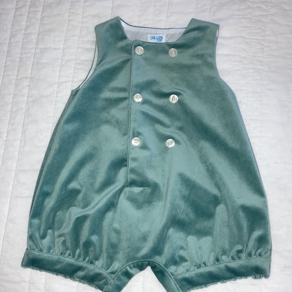 LULI & ME BOYS SAGE GREEN DRESSY JON JON VELVET 9 MONTHS - Picture 1 of 3